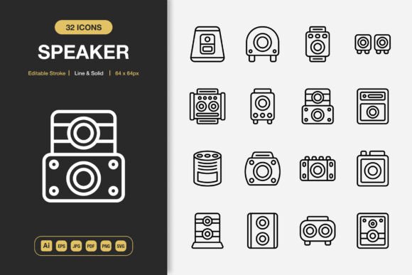 A Designer's Review of the Speakers Outline Icons Graphics