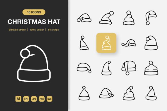 A Designer’s Review: Christmas Hat Outline Icons for Publishing