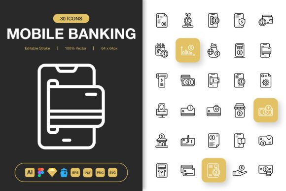 A Review of the Mobile Banking Icons Graphic Design Asset