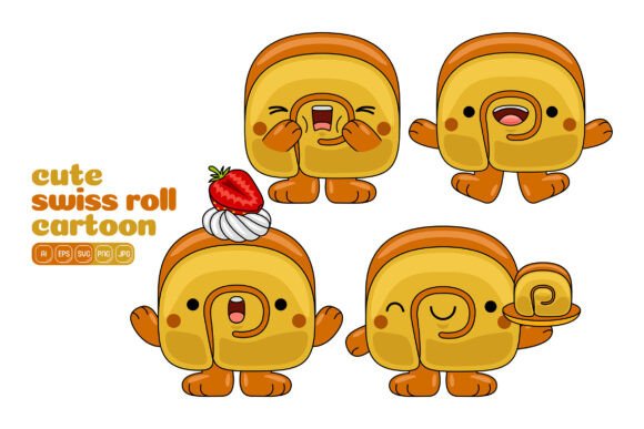 A Swiss Roll Mascot Graphic Pack for Marketing & Illustrations