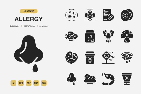 Allergy Solid Icons: A Minimalist Graphics Set for Designers