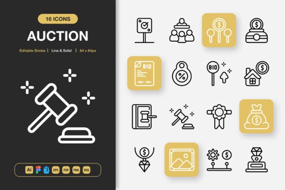 Auction Icons: Perfect Graphics for Local Business Branding