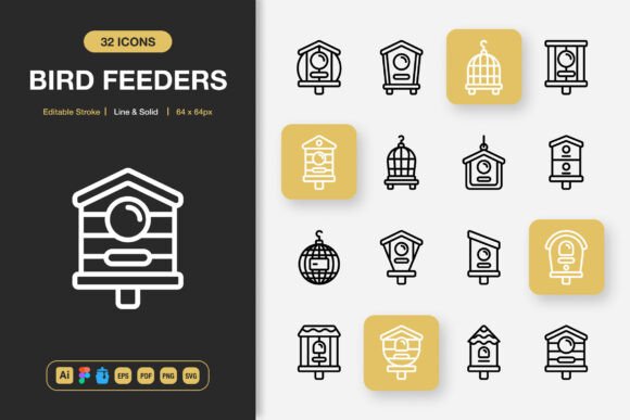 Bird Feeders Icons: A Clean Graphic Design Asset for Content Creators