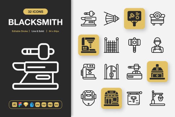 Blacksmith Icons: A Versatile Graphics Set for Local Brands