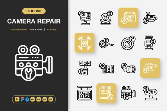 Camera Repair Icons: A Design Review for Embroidery Projects