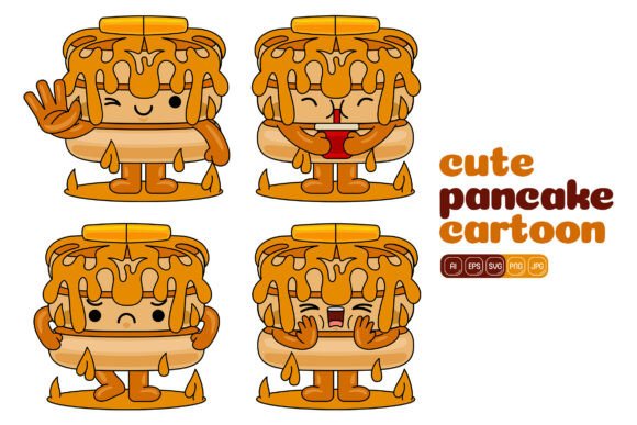Cute Pancake Mascot Graphics for Editorial Illustrations