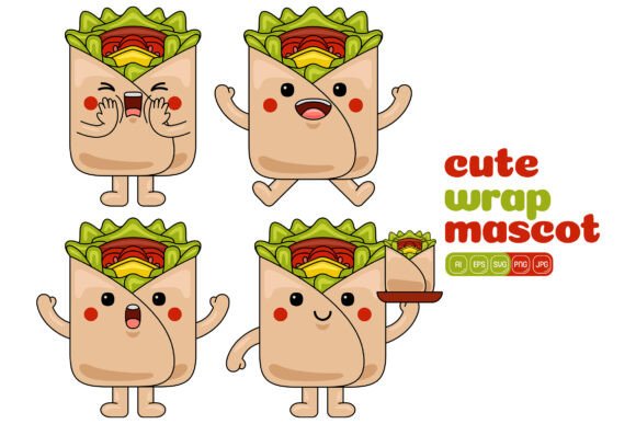 Cute Wrap Mascot Vector Pack 02: Crafting Graphics