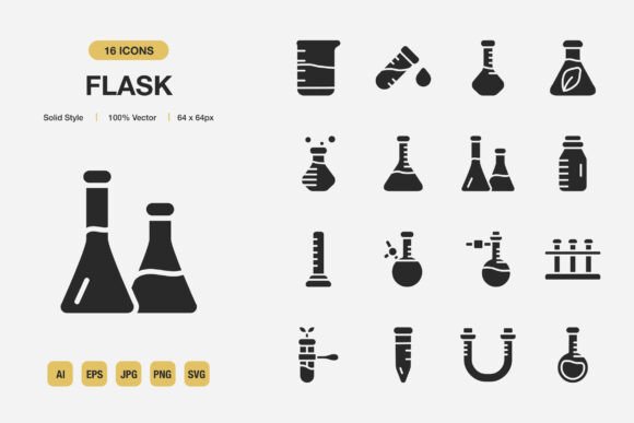 Flask Solid Icons: A Minimalist Graphics Set for Creators
