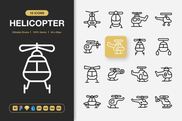 Helicopter Icons: A Versatile Graphics Set for Modern Design
