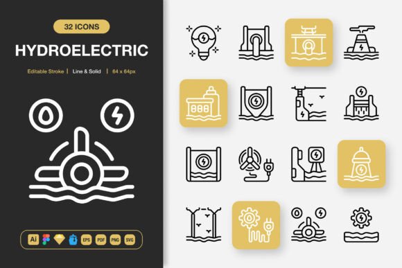 Hydroelectric Icons: A Versatile Graphics Set for Modern Design