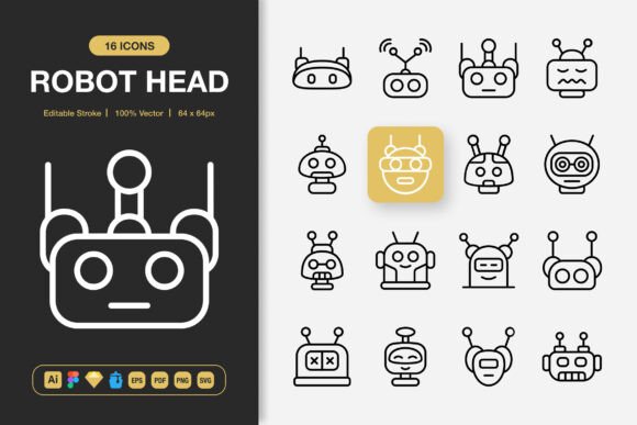 Robot Head Icons: A Versatile Embroidery Design
