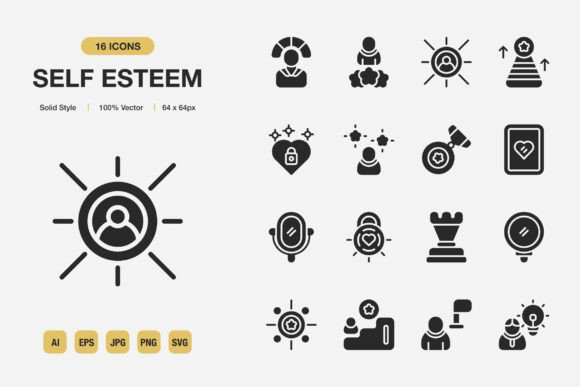 Self Esteem Solid Icons: Perfect for Local Branding