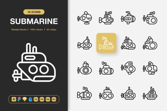 Submarine Outline Icons: A Versatile Design Choice