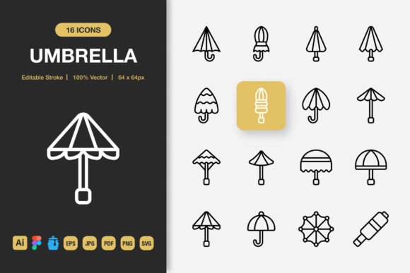 Umbrella Outline Icons: A Graphic Designer's Packaging Review